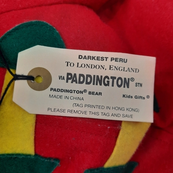 16'' Vintage Sears PADDINGTON BEAR Plush Toy Green Hat Red Coat Teddy - Picture 6 of 10